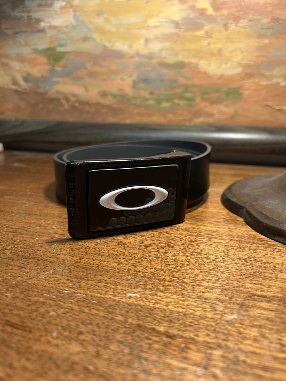 Oakley Golf Ellipse Plaque Buckle Belt Black - Size 36-38 (Trimmable)